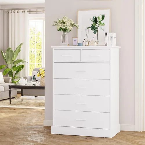 Vista 15 de Hasuit Cómoda negra para dormitorio, 6 cajones, torre de almacenamiento de madera, cómoda de 6 cajones, armario de almacenamiento de gran capacidad