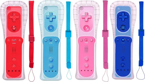 Vista 10 de PGYFDAL 2 Packs Classic Remote Controller Compatible for Wii Wii U Console, Gamepad with Soft Silicone Sleeve and Wrist Strap (Black and Pink)