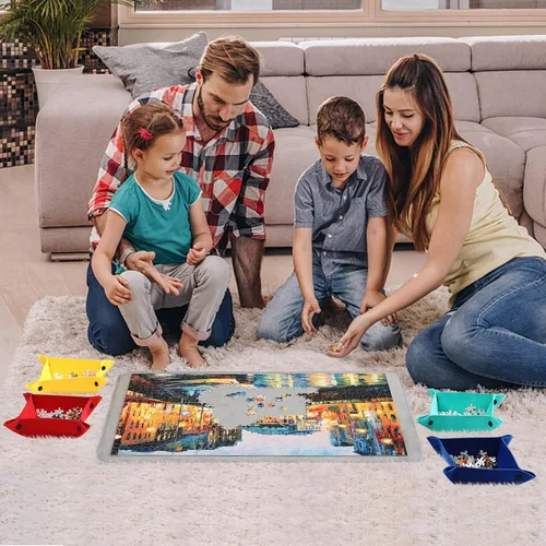 Vista 6 de Tablero de rompecabezas, alfombrilla portátil para rompecabezas con cubierta a prueba de polvo para almacenamiento de rompecabezas, 30.8 x 22