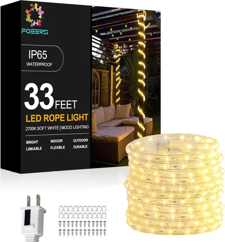 Vista 10 de Cuerda de luces LED de 10 pies, 108 luces de tubo LED conectables y flexibles, luces de cuerda para dormitorio, jardín, patio, cubierta, patio