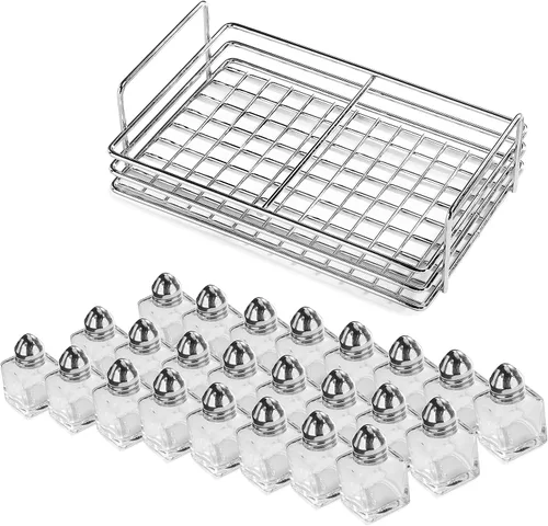 New Star Foodservice - Mini salero y pimentero (plateado con estante)