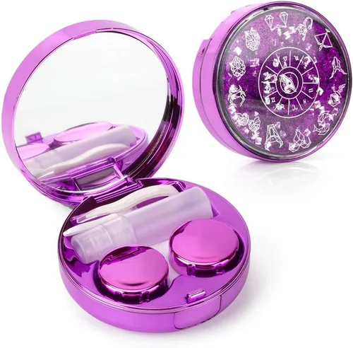 Vista 12 de ofone Funda para lentes de contacto, Bling Constellations - Estuches de contacto con pinzas, herramienta de eliminación de espejo, botella portátil
