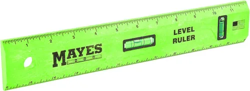 Mayes 10742 Regla de Nivel de Poliestireno de 12", Herramienta de Medición y Nivelación de Precisión, Viales de Plomada y Nivel con SAE y Escala de