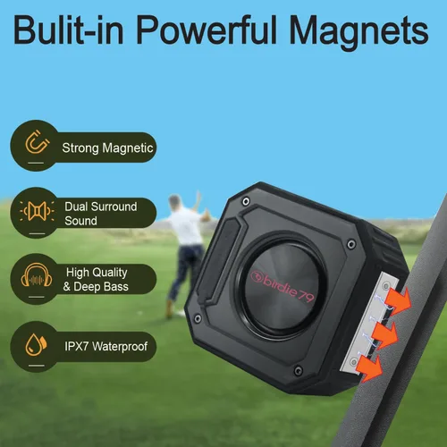 Vista 4 de BIRDIE79 - Paquete de 2 altavoces Bluetooth para carrito de golf, magnéticos, IPX7, estéreo de 36 W