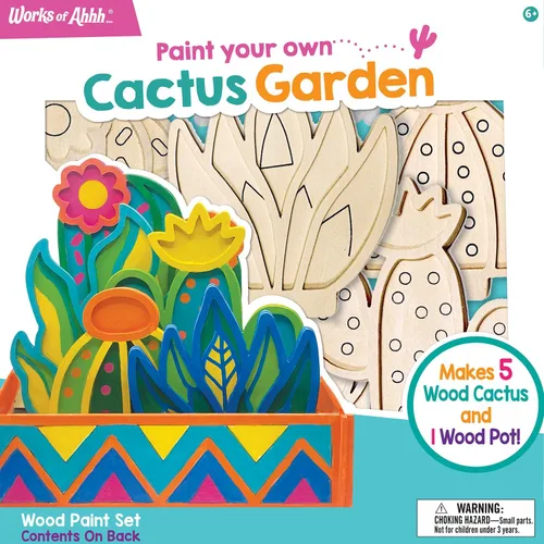 Works of Ahhh... Juego de manualidades - Kit de pintura de madera prémium para jardín de cactus