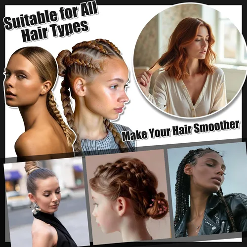 Vista 7 de Cepillo de cerdas de jabalí con cepillo de cerdas anchas de jabalí, barra de cera para el cabello, 500 bandas elásticas de goma para mujeres