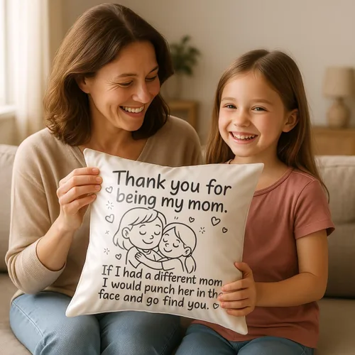 Vista 4 de Oh, Susannah, Funda de almohada con texto en inglés "Thank You for Being My Mom", perfecta (18 x 18 pulgadas)