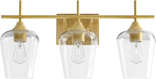 Vista 10 de VONLUCE Lámpara de tocador de baño, lámpara de baño de 2 luces sobre el espejo, lámpara de pared de baño con vidrio transparente, accesorios