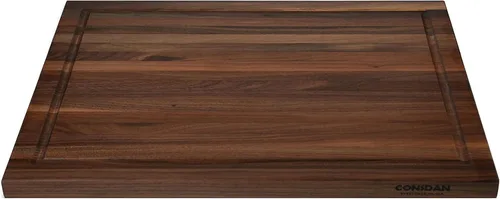 Vista 7 de CONSDAN Tabla de cortar de nogal para cocina, madera dura cultivada en EE.UU., 20 x 15 pulgadas, con asa interior invisible, preacabada con aceite