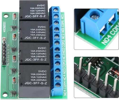 Vista 9 de Módulo de relé 5V 4 canales Flip Flop Relé biestable Módulo de relé de autobloqueo para controlar motores de CC válvulas solenoides
