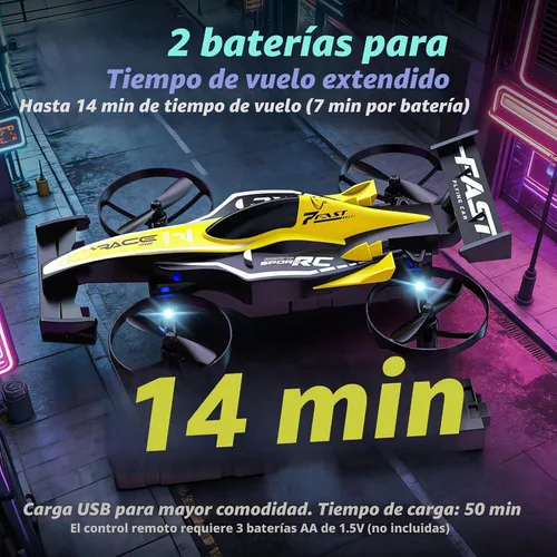 Vista 8 de DEERC HT35 Mini dron 2 en 1 para niños Auto de control remoto, giros de 360°, vuelo circular, despegue/aterrizaje con una tecla, modo sin cabeza