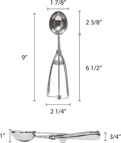 Vista 5 de TrueCraftware - Cuchara ovalada de 1-1/2 oz con mango de agarre doble de acero inoxidable - Cuchara de galletas para hornear cucharas de galletas