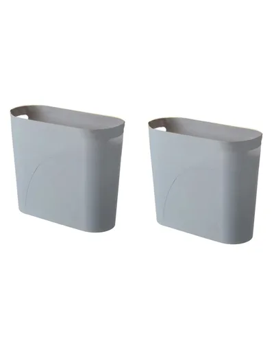 Vista 10 de Basurero pequeño para baño, 3 galones, plástico delgado, juego de 2, color negro