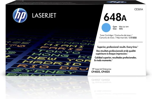 HP Cartucho de tóner cian 648A | Funciona color LaserJet Enterprise CP4025, CP4525 Series | CE261A