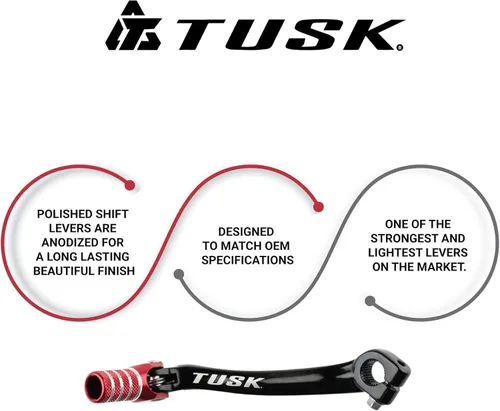 Vista 6 de Tusk Palanca de cambios plegable, punta negra/roja, compatible con Honda CRF50F 2004-2009, 2011-2024