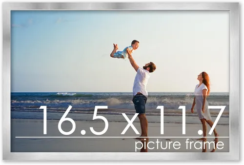 Vista 25 de Marco de madera de peltre plateado de 19 x 25 pulgadas con plexiglás acrílico UV, respaldo de tablero de espuma y accesorios incluidos