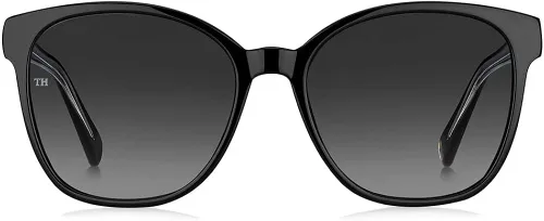 Vista 2 de Tommy Hilfiger Gafas de sol para mujer, estilo TH 1811S cuadrado, negro, 2.165in, 0.669in, Negro