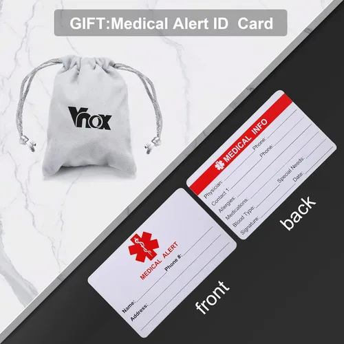 Vista 7 de VNOX PACEMAKER Pulsera de acero inoxidable para identificación de alerta médica unisex de 8.0 in