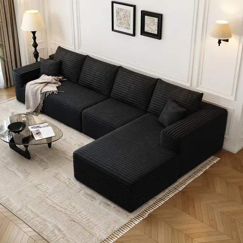 Vista 22 de Sofá seccional modular Cloud de 107.5 pulgadas con 1 otomana, sofás tapizados modernos minimalistas, cómodo sofá en forma de U para sala de estar