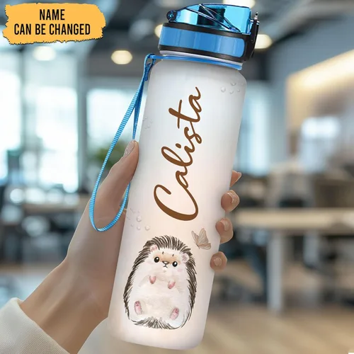 Vista 17 de Hyturtle Botella de agua motivacional personalizada para amantes de los erizos de 32 onzas, 1 litro, fácil de distraer con erizos, botella de agua