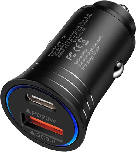 Cargador de coche USB C, adaptador de carga rápida de 38 W PD&QC 3.0 encendedor de cigarrillos de doble puerto USB enchufe USB para iPhone 17e 17