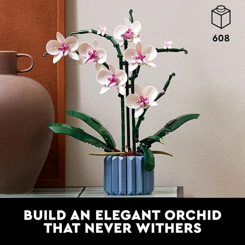 Vista 2 de LEGO Botanicals Orchid - Juego de construcción de flores artificiales de interior para el hogar, cocina, decoración de escritorio, adultos a partir