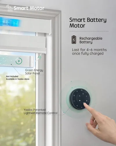 Vista 3 de Persianas de cebra motorizadas Yoolax, persianas de cebra con control remoto para ventanas interiores, persianas motorizadas con control remoto