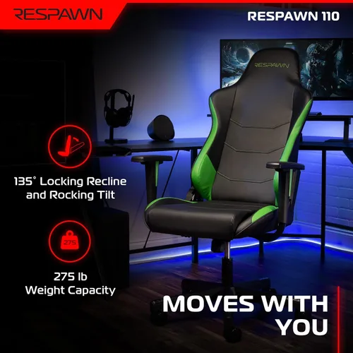 Vista 5 de Respawn Silla de juegos 110, silla de oficina ergonómica con reposacabezas Verde