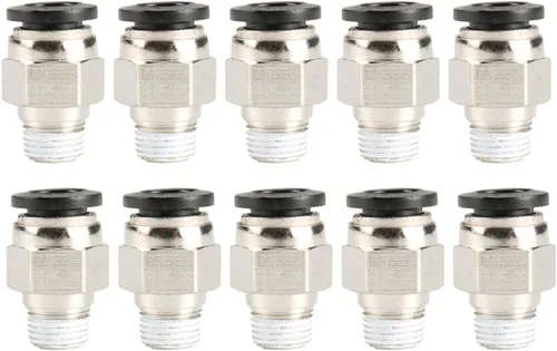 Vista 9 de M5 PT rosca macho 0.157 in recto neumático empuje en conectores de montaje rápido para tubo PETF 10 unids