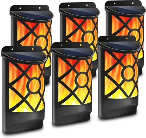 Vista 8 de Aityvert Luces solares de llama al aire libre, luz solar de llama parpadeante impermeable, sensor oscuro, encendido y apagado automático, 66 luces