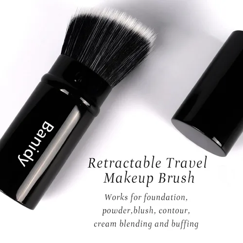 Vista 4 de Brocha de maquillaje, Brocha Kabuki retráctil Banidy para base, Brocha para polvo, colorete, bronceador, pulido, líquido, crema
