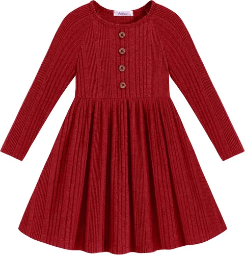 Vista 7 de Arshiner Suéter de manga larga para niñas pequeñas, vestidos de otoño e Rosa