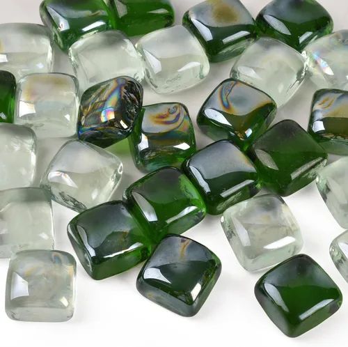 Vista 8 de Cuentas de vidrio de mármoles planos, cuadrados, color azul y transparente, para rellenos de jarrones, piedra de colores mixtos para decoración