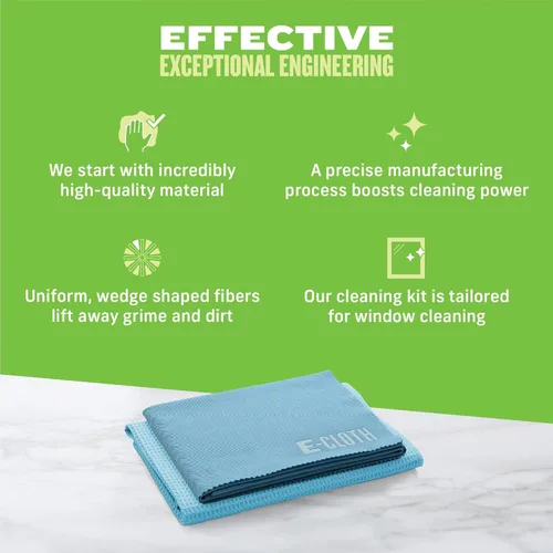Vista 7 de E-Cloth Paño de limpieza de ventanas, embalaje ecológico, paño de limpieza de vidrio, ventanas sin rayas con solo agua, kit de toallas de microfibra