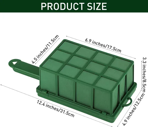 Vista 2 de Hahood Jaula de espuma floral de 2 piezas con arreglo floral de espuma con mango rectangular de espuma para flores frescas, decoración de fiesta