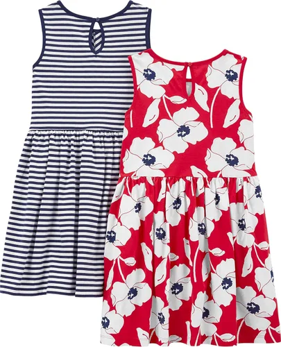Vista 2 de Simple Joys by Carter's Girls' Short-Sleeve and Sleeveless Dress Sets, Pack of 2