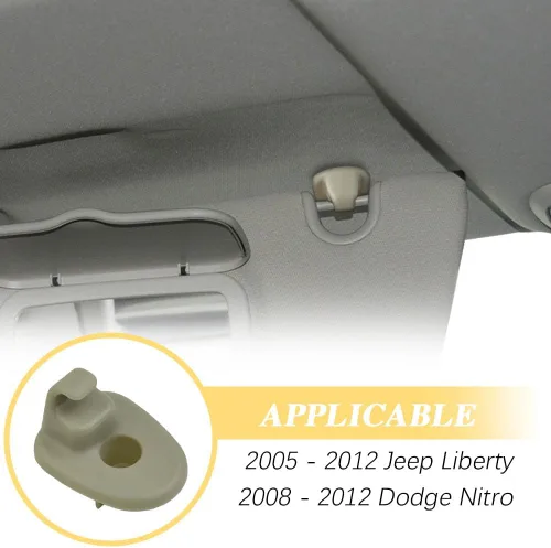Vista 6 de 2 piezas de clip para parasol de coche, compatible con Jeep Liberty 2005-2012 y Dodge Nitro 2008-2012, accesorios para parasol de automóvil OEM