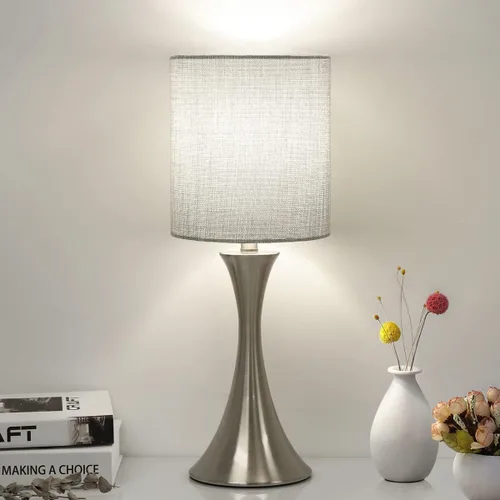 Vista 15 de Seaside village - Lámpara de cabecera regulable, lámpara de mesa de control táctil de 3 vías, lámpara moderna de mesita de noche con pantalla beige