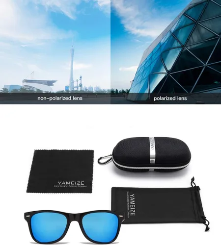 Vista 4 de YAMEIZE Gafas de sol de madera polarizadas para mujeres y hombres, 100% protección UV, pesca, conducción, marco de bambú de madera