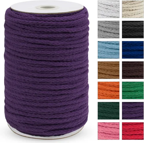 Vista 18 de JeogYong - Cuerda de macramé trenzada 5mm x 90m, cuerda de algodón trenzada de 8 hebras natural, cuerda de cordón de dibujo colorida para colgar