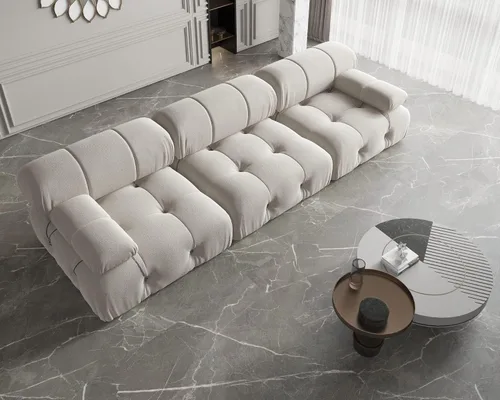 Vista 2 de JACH Sofá modular convertible de 104 pulgadas, sofás minimalistas de terciopelo de mediados de siglo, sofá ancho de 3 asientos moderno de lujo