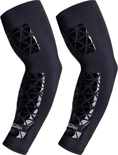 COOLOMG Manga de compresión para brazo de fútbol con agarres para antebrazo y codo, manga de protección solar para niños, jóvenes y adultos