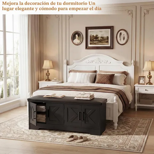 Vista 7 de Armocity Banco de almacenamiento de zapatos de granja de 43.3 pulgadas con Negro