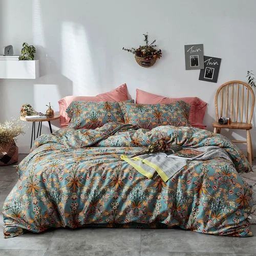 Vista 9 de VM VOUGEMARKET Juego de edredón de encaje tamaño Twin XL, edredón a cuadros azul con patrón Gingham con 2 fundas de almohada románticas de encaje