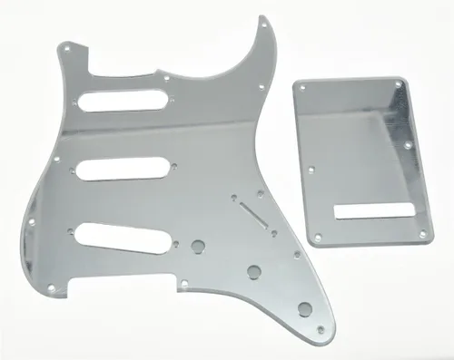 Vista 19 de KAISH Guardabarros de 11 agujeros estilo ST/Strat, SSS, con placa trasera ST, cubierta de trémolo para Stratocaster/Strat Gold Pearl de EE.