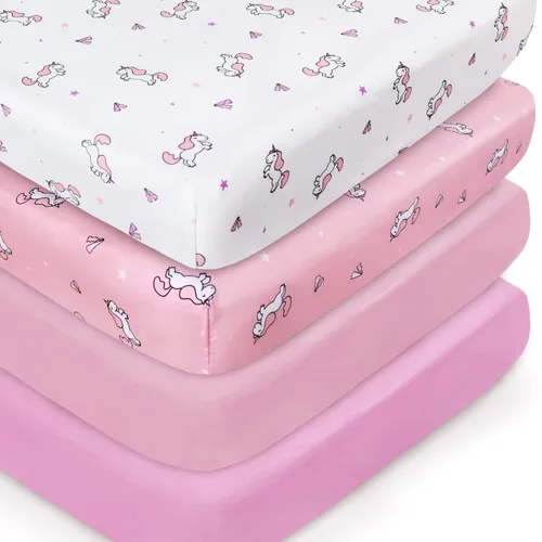 Vista 10 de Sábanas para Pack and Play, Sábanas Pack n Play Juego de 4 sábanas para Mini Cuna, Sábanas Ultrasuaves Compatibles con Colchonetas Pack n Play