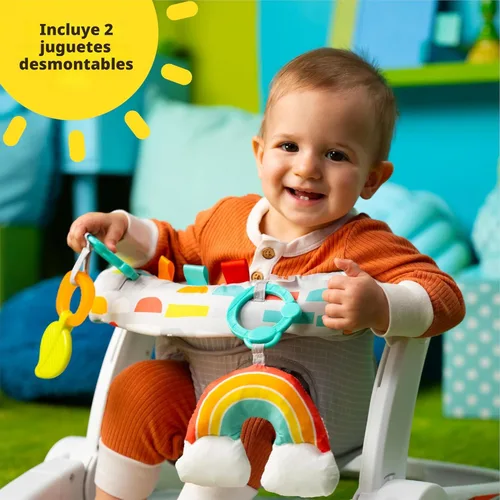 Vista 2 de Bright Starts Learn-to-Sit - Asiento de piso para bebé, 2 posiciones para crecer con bebé, silla de bebé portátil, incluye juguetes sensoriales