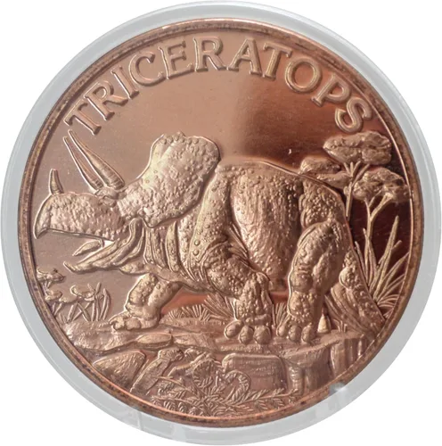 Vista 14 de Tiburón Megalodón 1 oz de cobre puro.999 redondo coleccionable 39mm moneda de desafío en cápsula - COA de Heavenly Metals