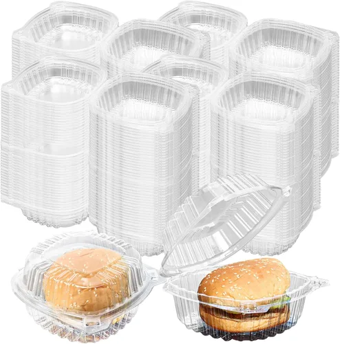500 recipientes de plástico transparente con bisagras de 5.75 pulgadas, recipientes de plástico transparente para llevar, recipiente de comida