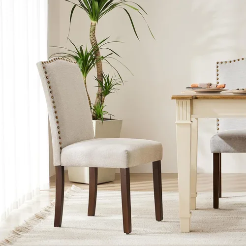 Vista 7 de DUMOS Juego de 2 sillas de comedor, sillas modernas para mesa de cocina con patas de madera y asiento acolchado para comedor, cocina, sala de estar